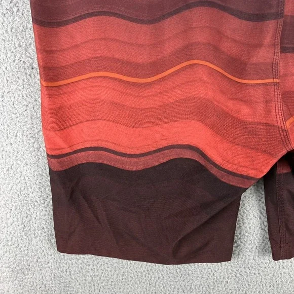 Prana Breathe Sediment Board Shorts Mens 38 Burgundy Red Striped 10" Inseam - Picture 10 of 13